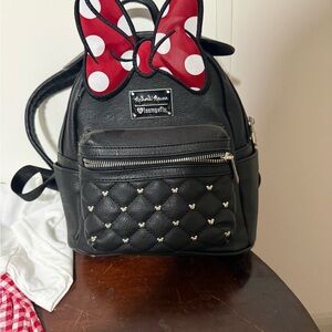 Loungefly Black Backpack with Red Bow